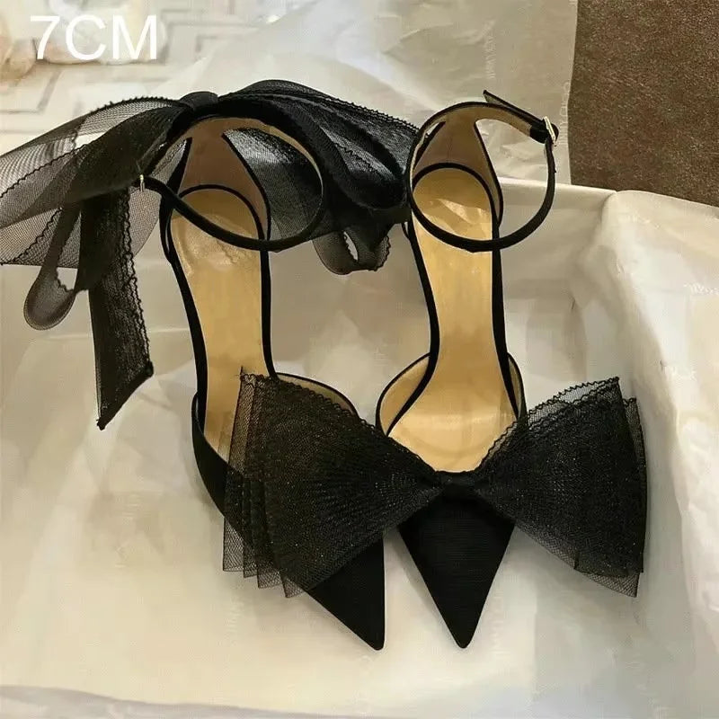 Lace Bow High Heels