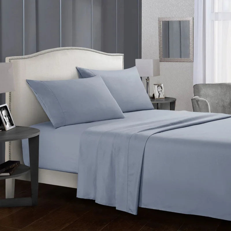 Solid color bed linen set sheets full sets mattress cover flat and fitted sheet with pillowcases Twin Full Queen King Size