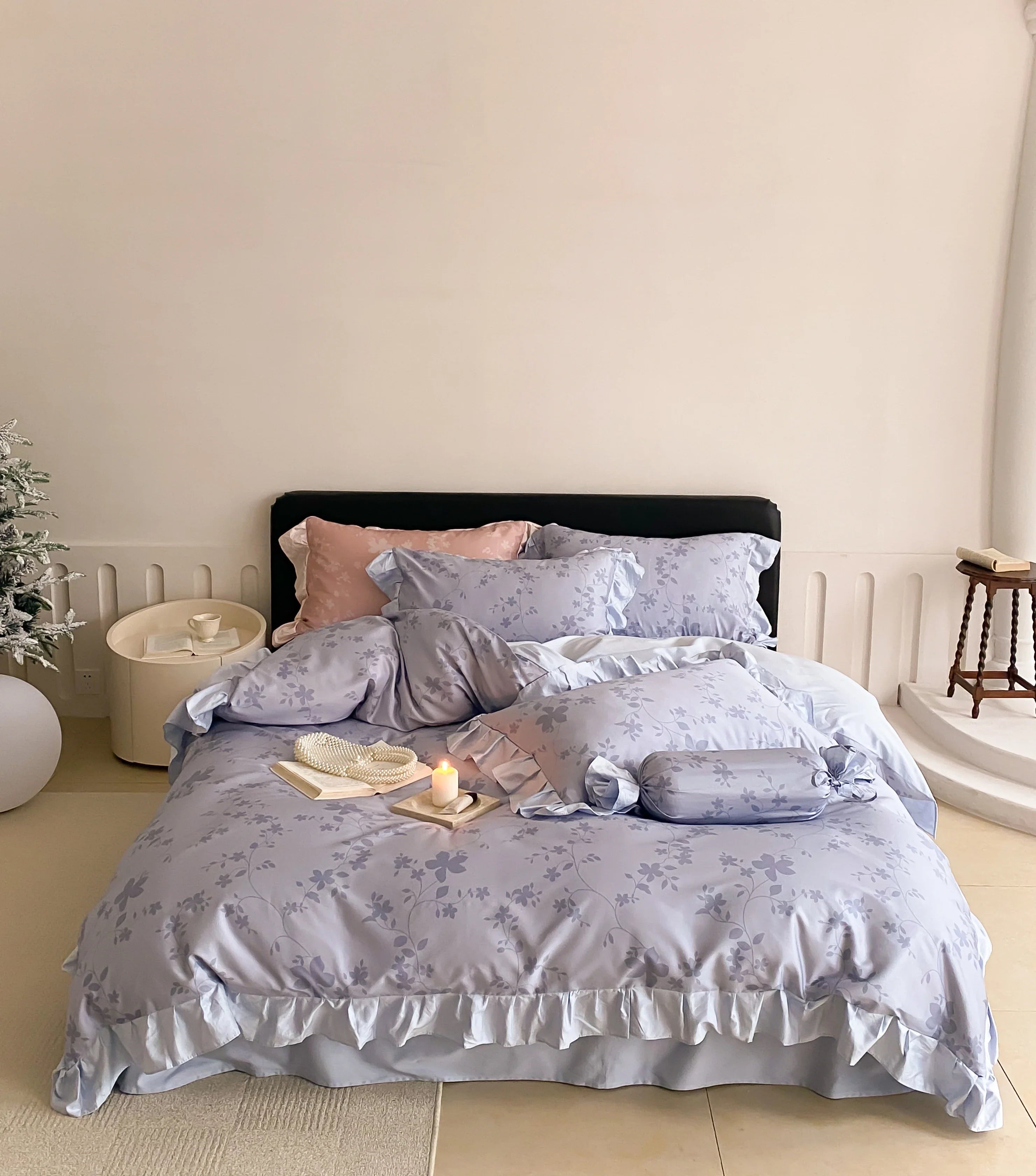 Floral Plant Patterns Ruffles Bedding Set