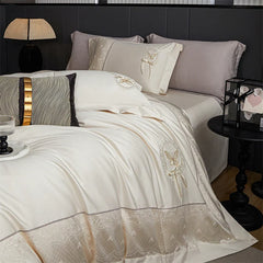 Butterfly Embroidery Jacquard Egyptian Cotton Bedding Set