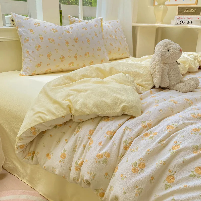 Korean Wrinkled Double Layered Yarn Bedding Sets