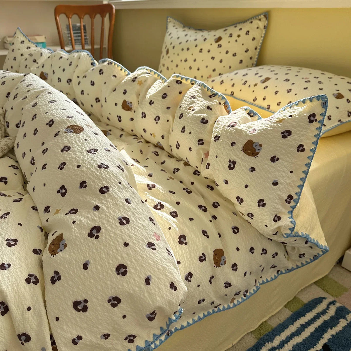 Pure Cotton 4 Piece Bed Sheet Set Dormitory Bedding Twin Full Queen King Size Soft Breathable