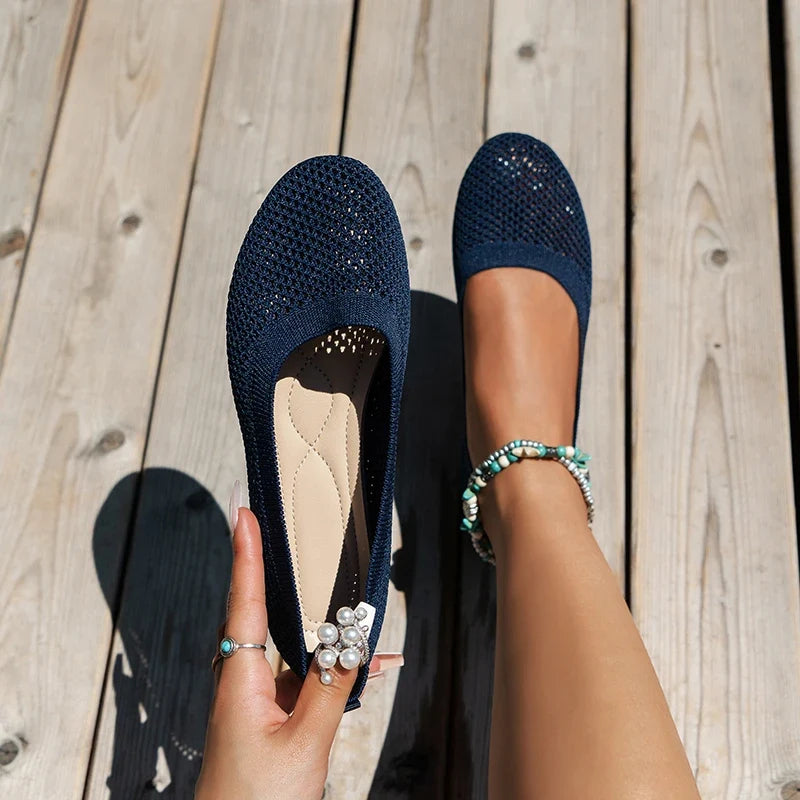 Flat Sole Single Shoe Spring/summer/autumn Mesh Fabric Shallow Mouth Soft Sole Breathable Loafers