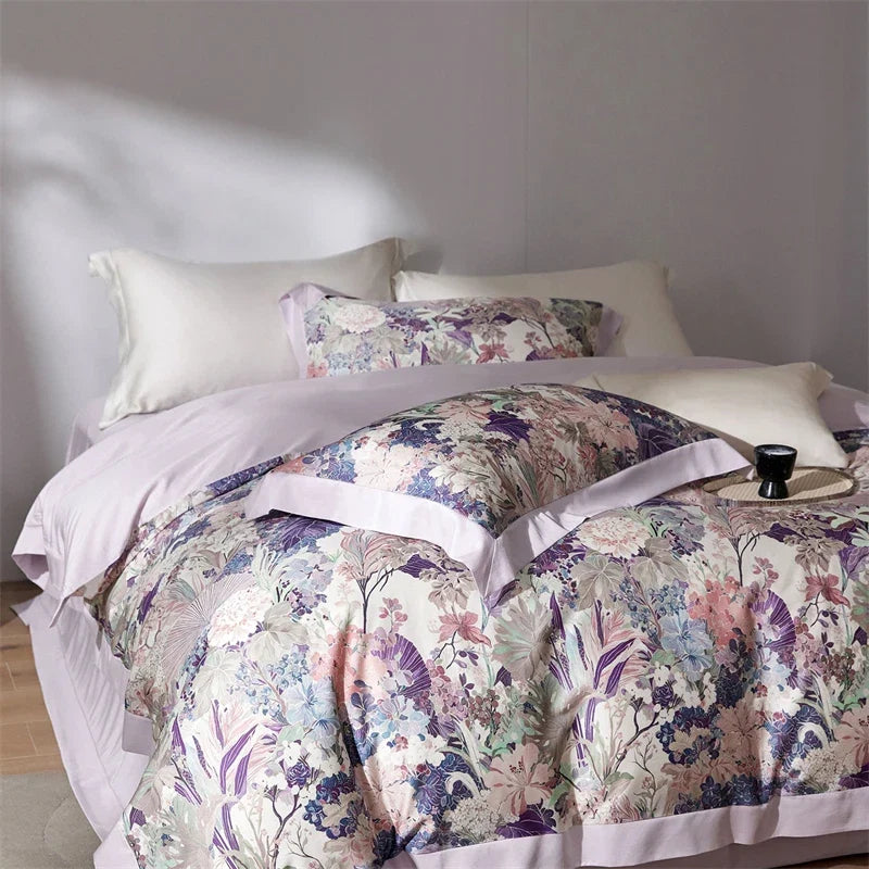 Luxury Watercolor Floral Print Bedding Set
