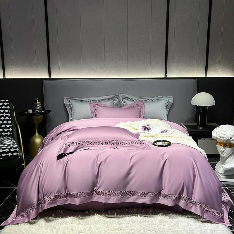 Premium 1200TC Egyptian Cotton Hollow Wide Edge Luxury Bedding Set