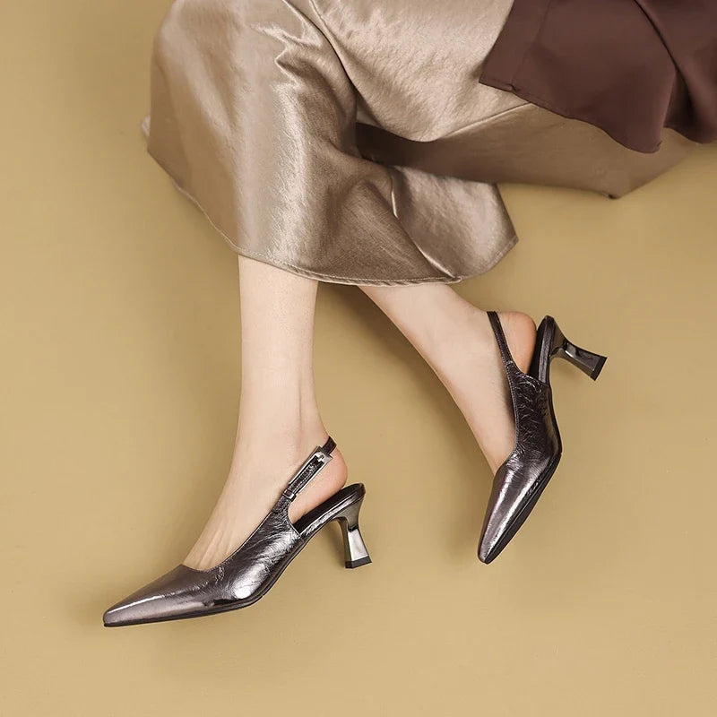 leather cowhide high Heels