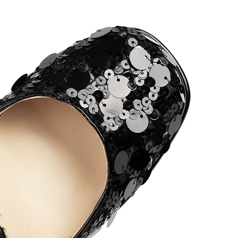 Nightclub Sequin Elastic Waterproof Platform Bag Heel
