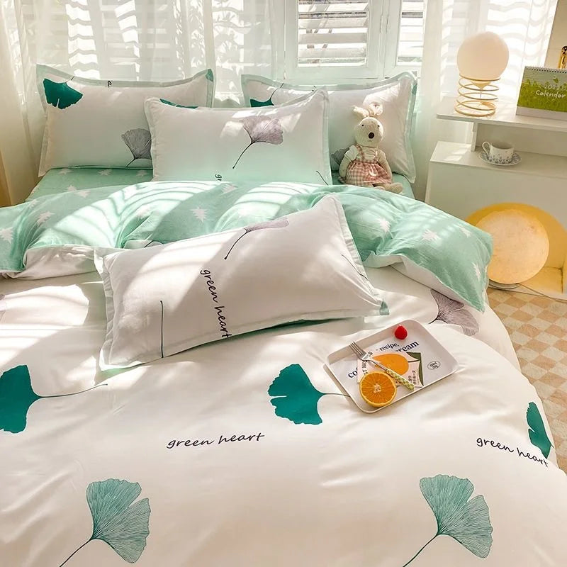 Ins Orange Checkerboard Duvet Cover Flat Sheet Pillowcases Twin Full Double Size Pink Blue Bedding Set