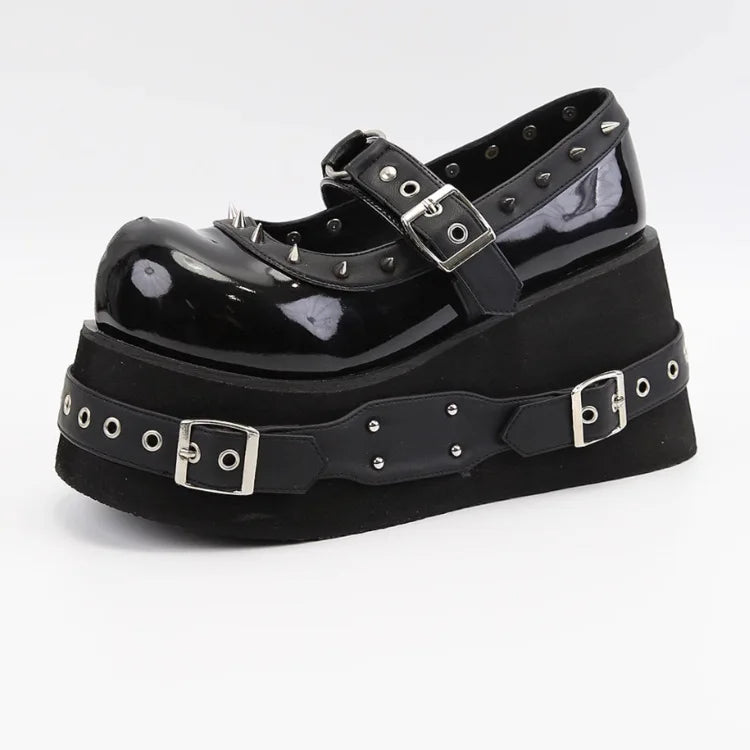 Gothic Rivet Muffin 10 CM Platform Mary Jane Shoes