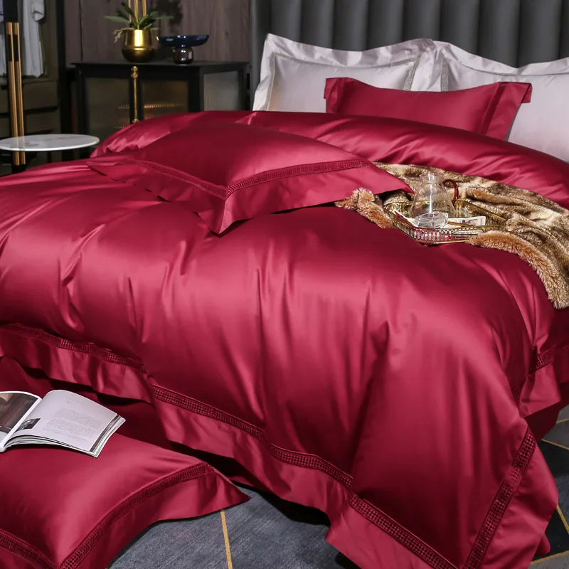 Premium 1000TC Egyptian Cotton Hollow Wide Edge Hotel Style Luxury Bedding Set