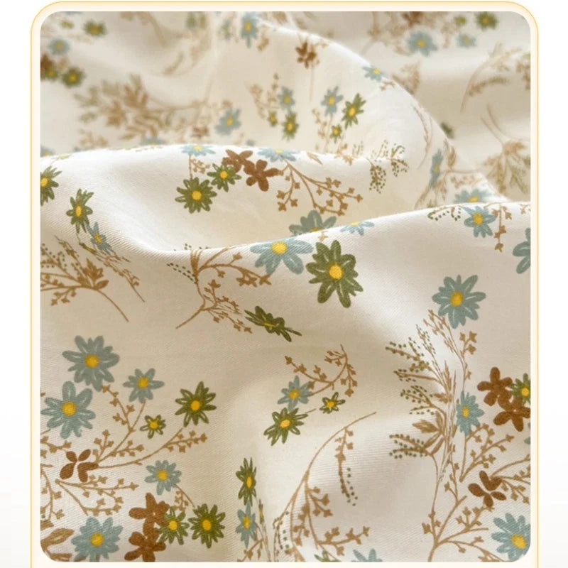Japanese Style Floral Printed Queen Quilt Cover Set 3/4 Pcs Soft Cotton Bedding Set