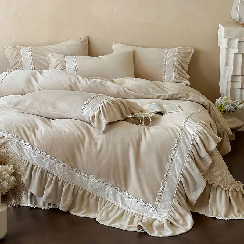 French Lace Ruffles Princess Bedding Set