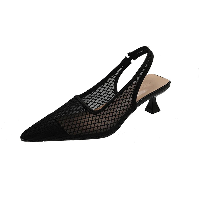 Designer Hollow Mesh Woven Brand Pumps