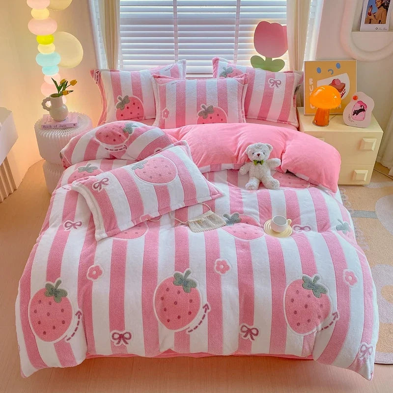 Winter Thicken Warm Short Plush Duvet Cover King Double Queen Size Double-side Coral Fleece Quilt Cover Not Including Pillowcase