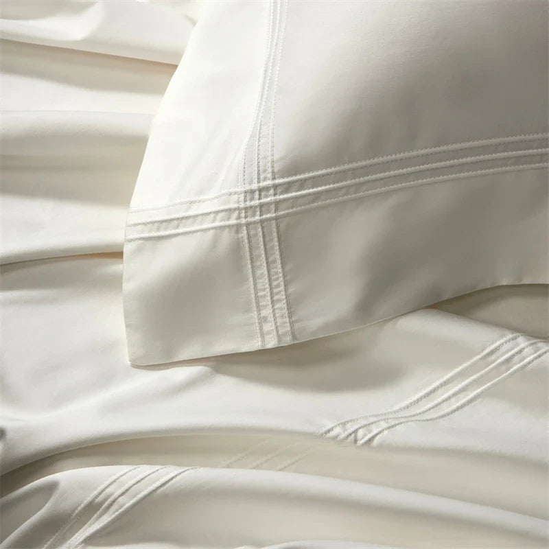 Luxury White Hotel Style Premium 100S Long Staple Cotton Bedding Set