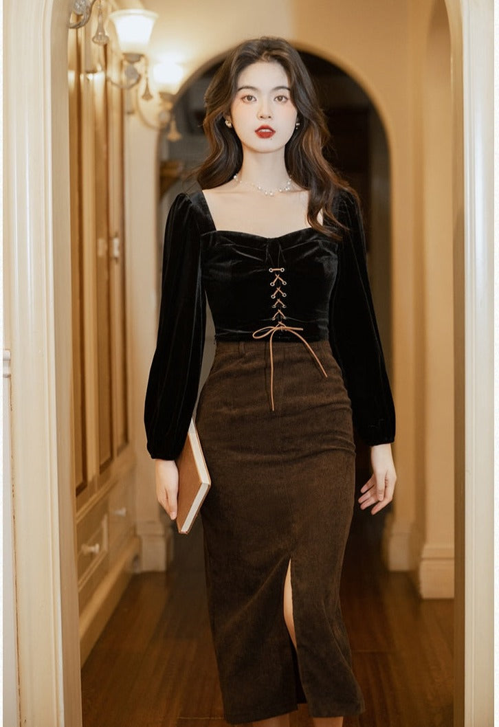 Conjunto Dark Academia de 2 piezas Darkening Night