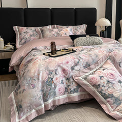 Flowers Print Luxury Queen King Size Bedding Set