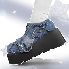 Punk Metal Chain Chunky Platform Ankle Boots