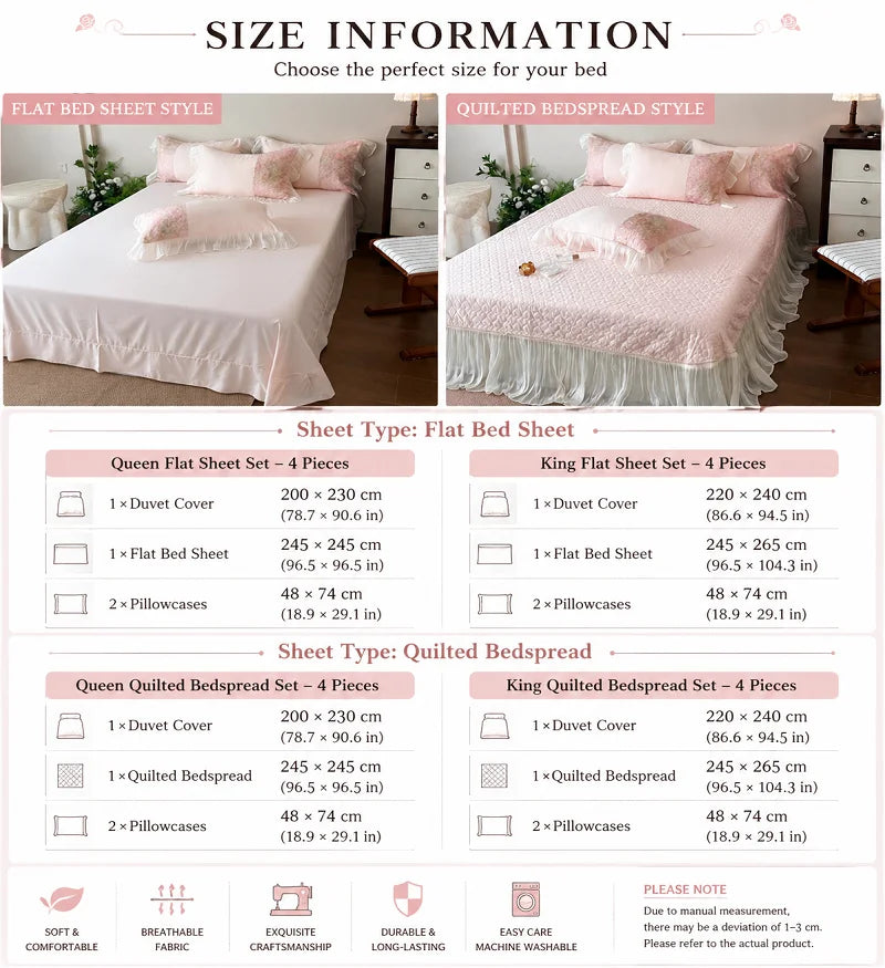 Shabby Chic Pink Flower Bedding Set