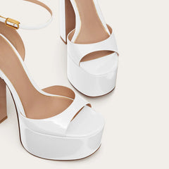 White Round toe Waterproof platform Super high Heel