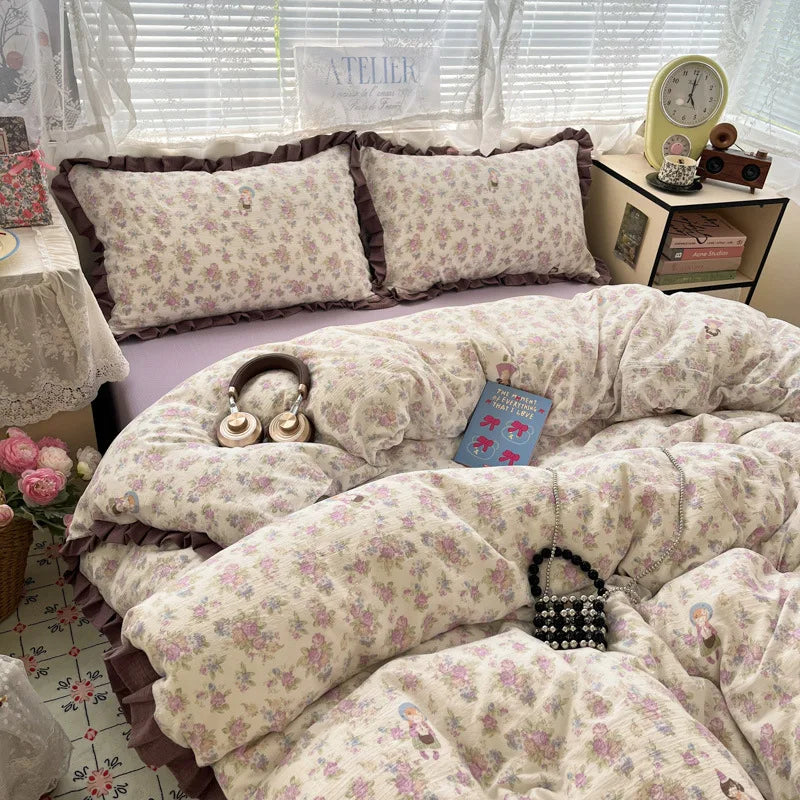 2025 Washed 4PCS Duvet Cover Set All Seasons Bedding Set