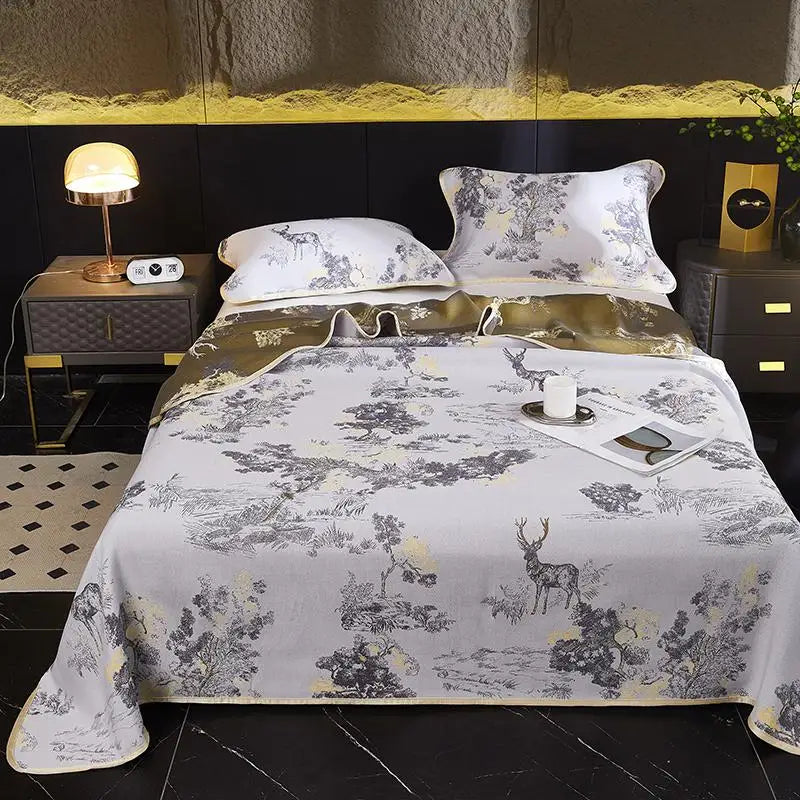Ultra Soft Breathable Lyocell Cotton Elegant Jacquard Woven Bedspread Blend Cooling Blanket  Bed Sheet