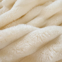 Striped Fluffy Milk Velvet Soft With Cute Pompoms Bedding Set
