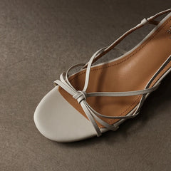leather simple breathable elastic buckle middle Heel