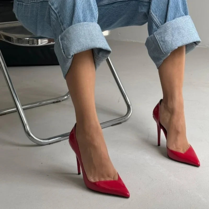 White Patent Leather high-heeled Shoes