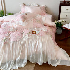 Shabby Chic Pink Flower Bedding Set