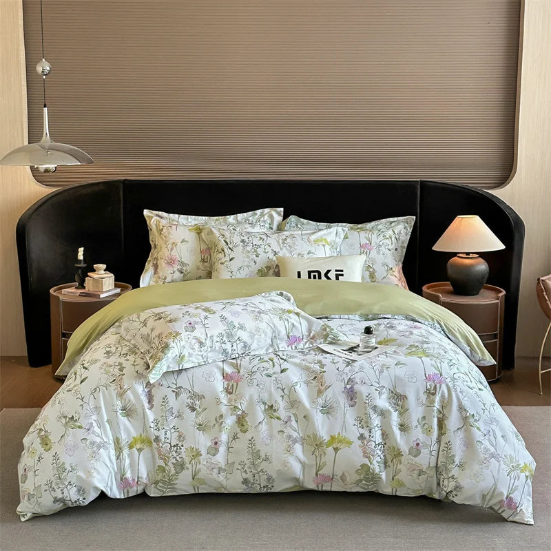 600TC Egyptian Cotton Flowers Butterfly Print Bedding Set