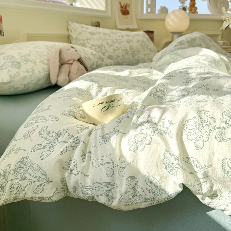 Wave Point Washed Cotton Bedding Set