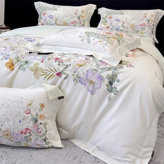 600TC Egyptian Cotton Luxury Botanical Floral Print Bedding Set