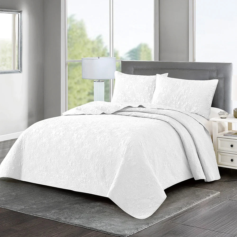 3pcs Luxury Quilted Microfiber Bedspread Coverlet Bedding Set