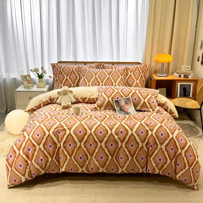High Quality 100% Cotton Duvet Cover Set Modern Striped Printed Bedding Set