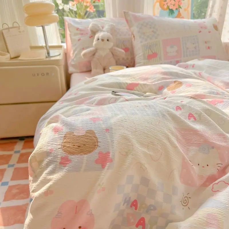 Pink Flowers Bedding Set