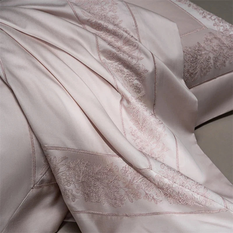 1000TC Lyocell Cotton Brushed Embroidery Wide Edge Luxury Bedding Set