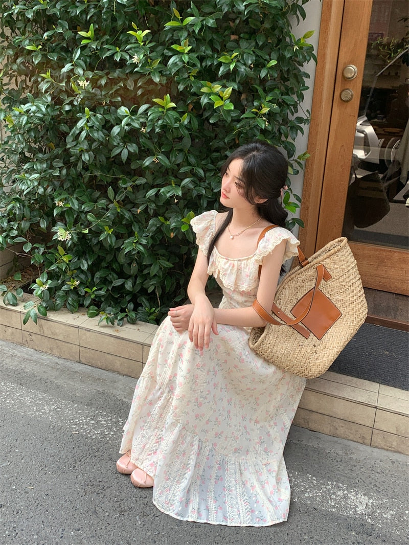 Summer End Vintage Floral Cottagecore Dress