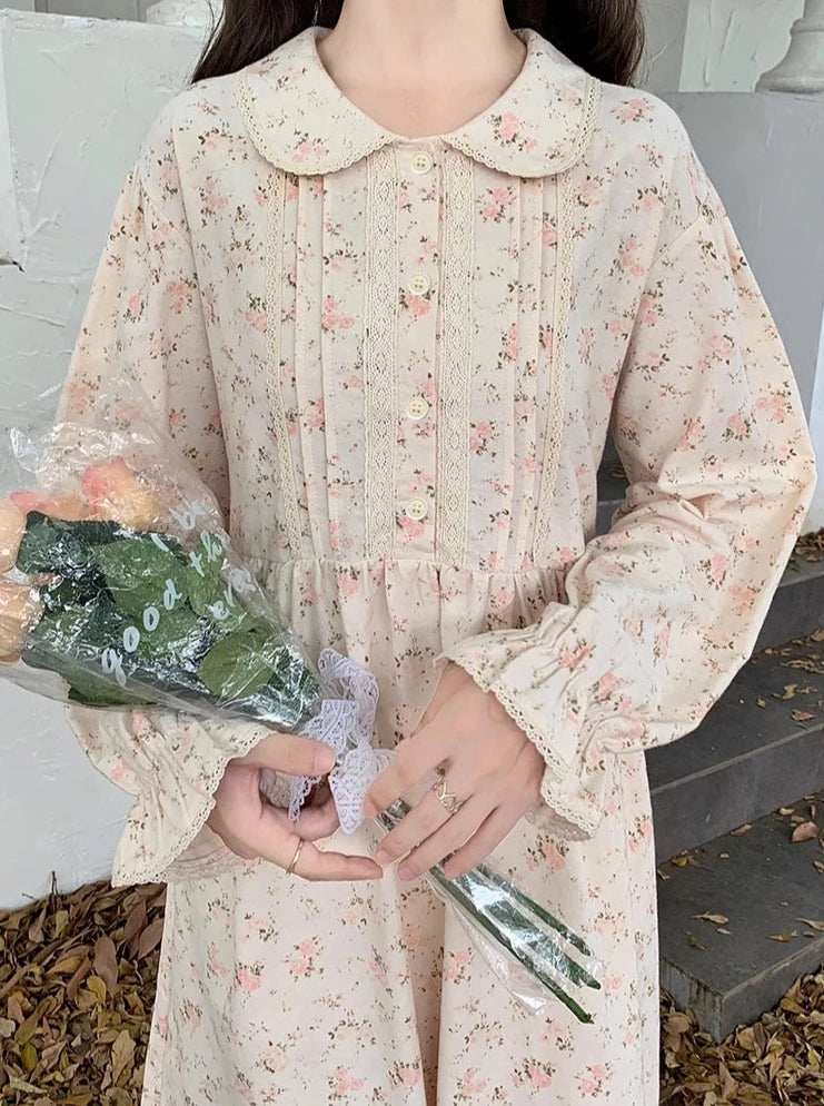 Nectarine Cotton Cottagecore Floral Dress