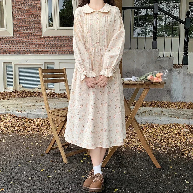 Nectarine Cotton Cottagecore Floral Dress