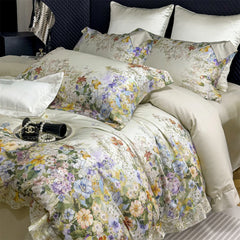 Flowers Prints Luxury Queen King Size Bedding Set