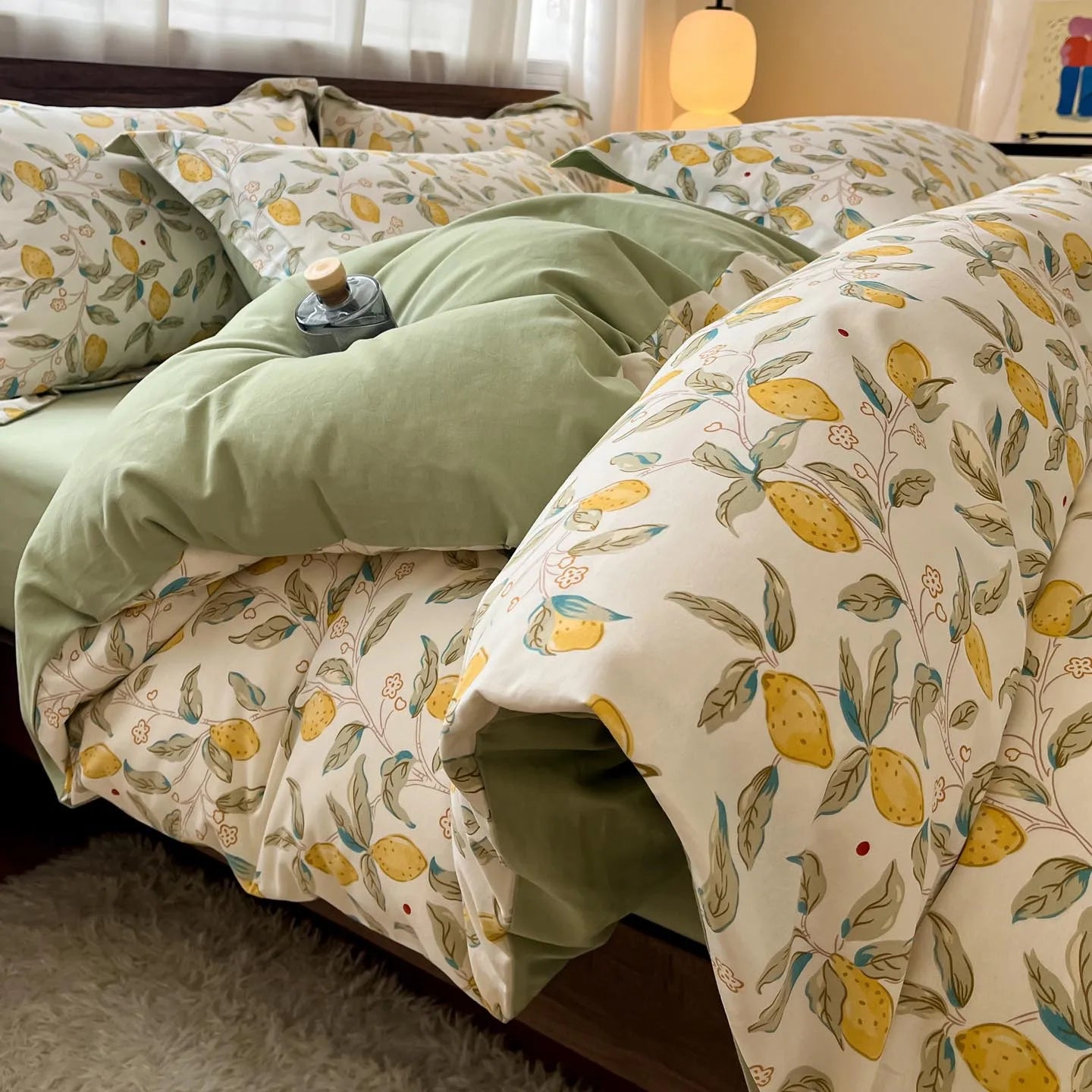 Thickened 4Pcs Bed Set Pure Cotton Long Staple Cotton Soft Bed Sheet Fitted Sheet Duvet Cover