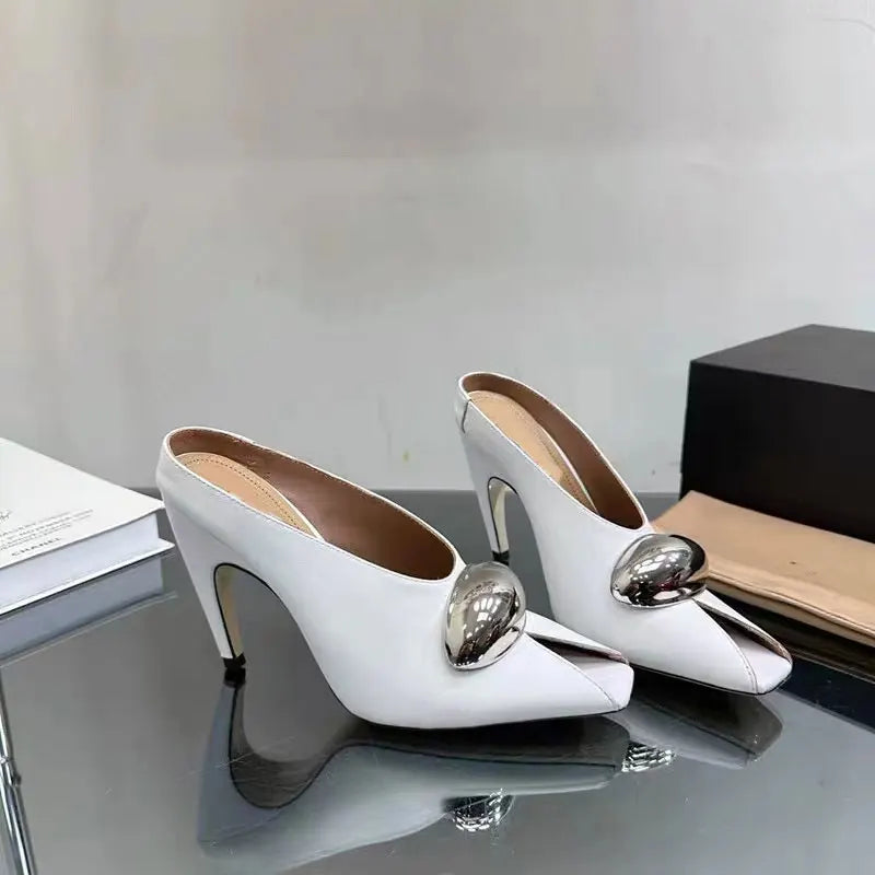 Fashionable Bright Face Metal Buckle Super High Heel