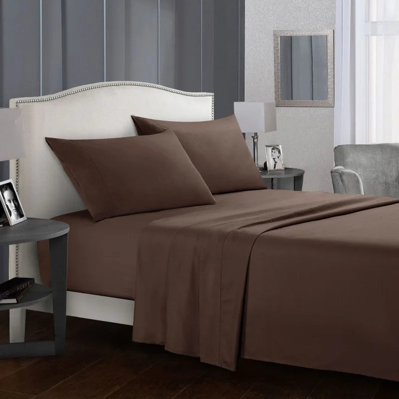 Solid color bed linen set sheets full sets mattress cover flat and fitted sheet with pillowcases Twin Full Queen King Size