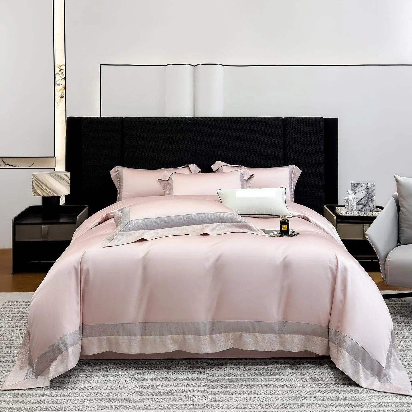 100% Egyptian Cotton Luxury Jacquard Embroidery Wide Border Bedding Set