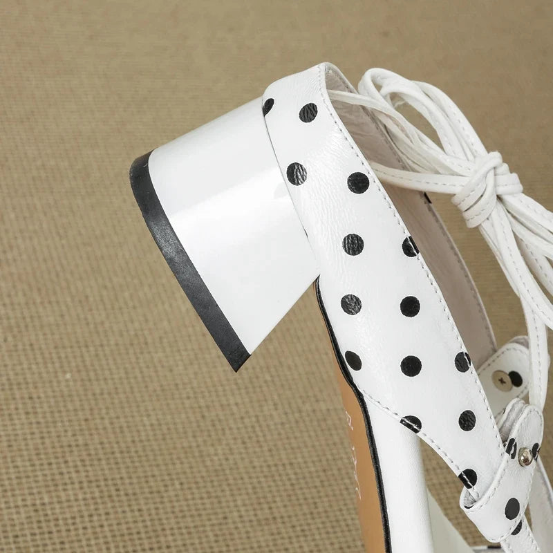printed polka dot cowhide mid Heel