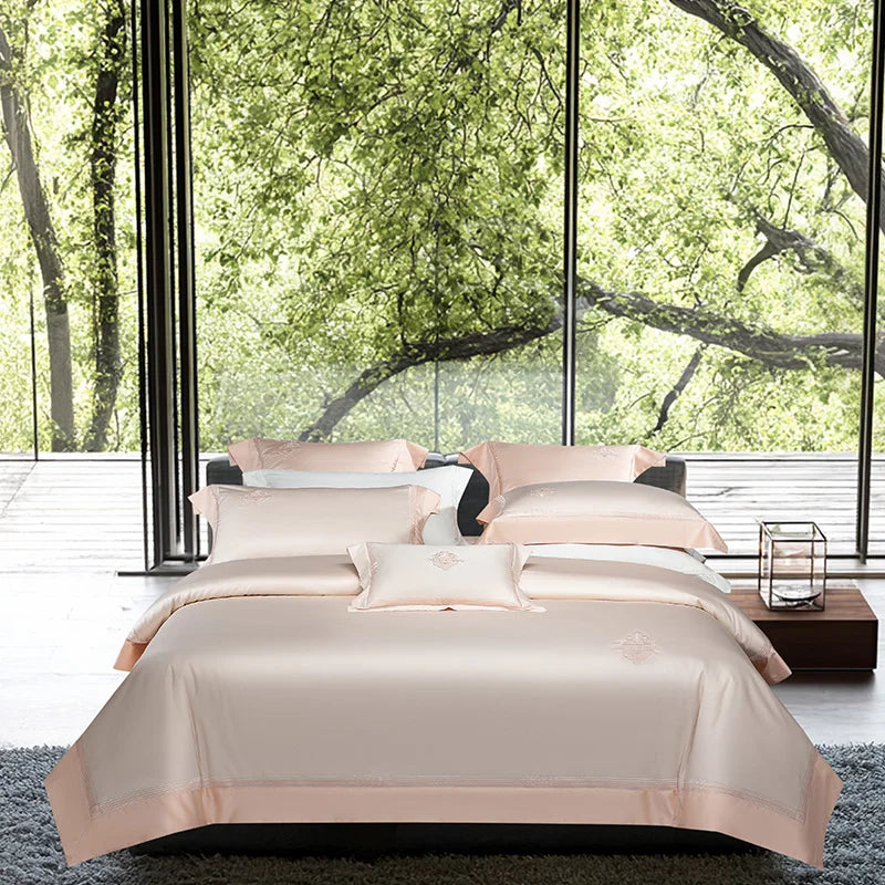 Luxury Embroidery Solid Color Bedding Set