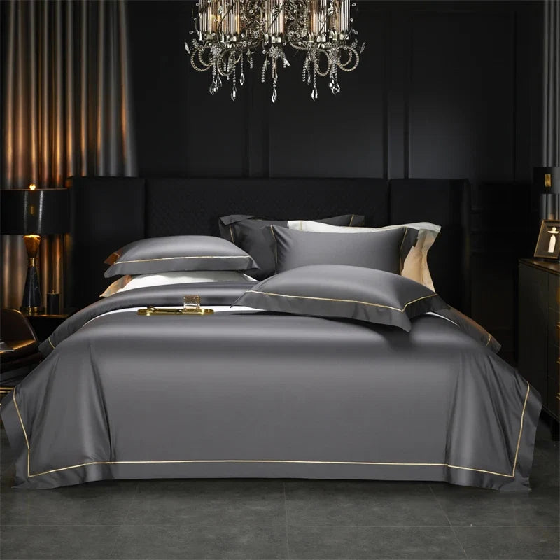 1000TC Egyptian Cotton Luxury Embroidery Solid Color Hotel Style Bedding Set