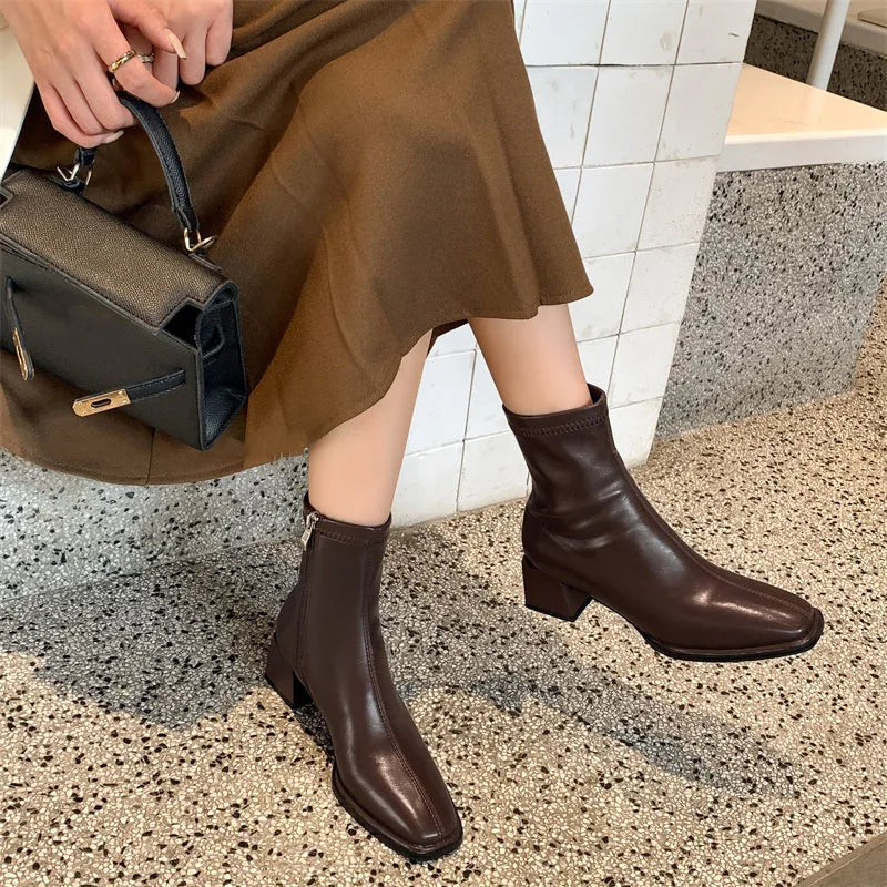 Declan Square Toe Leather Boots