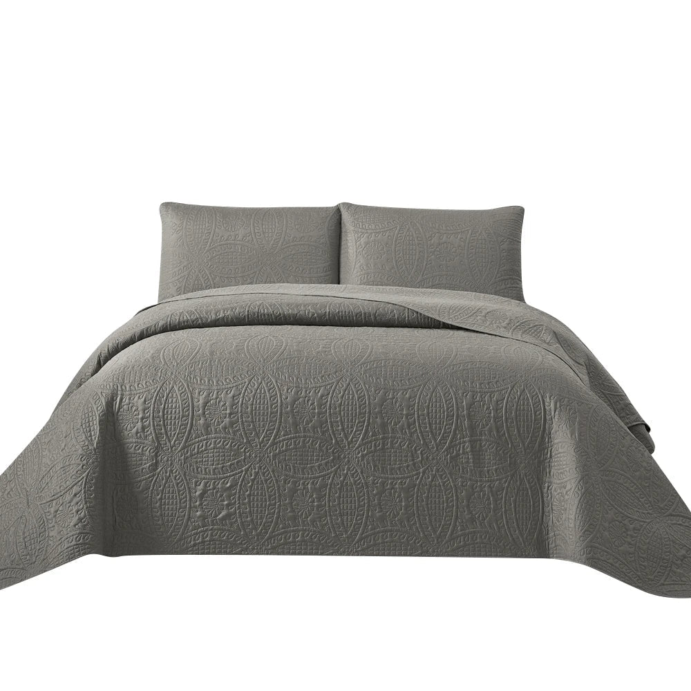 3pcs Luxury Quilted Microfiber Bedspread Coverlet Bedding Set